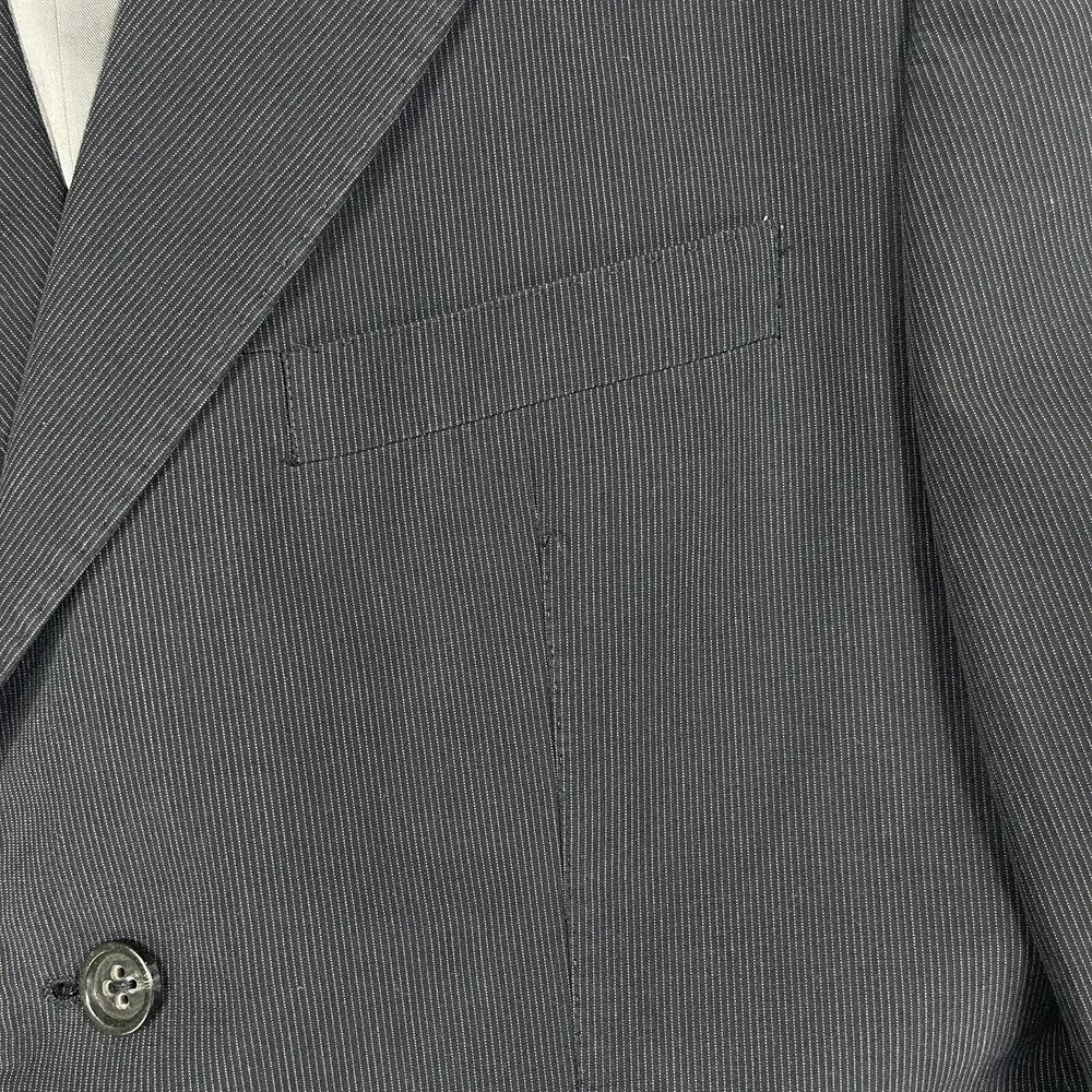 Banana Republic Blazer Jacket Mens 44R Black Pinstripe Business Single Breasted